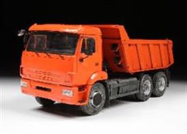 This is the first civilian truck made by Zvezda and has there usual quality. The Kamaz 65115 can carry a payload of 15t with a total weight of 25.2t. It is powered by 6 or 8-cylinder Diesel engines of 175-220Kw. Kit consists of 426 parts Tires in flexible plastic Detailed engine Model length: 20cm Decals for one Russian truck New tooling