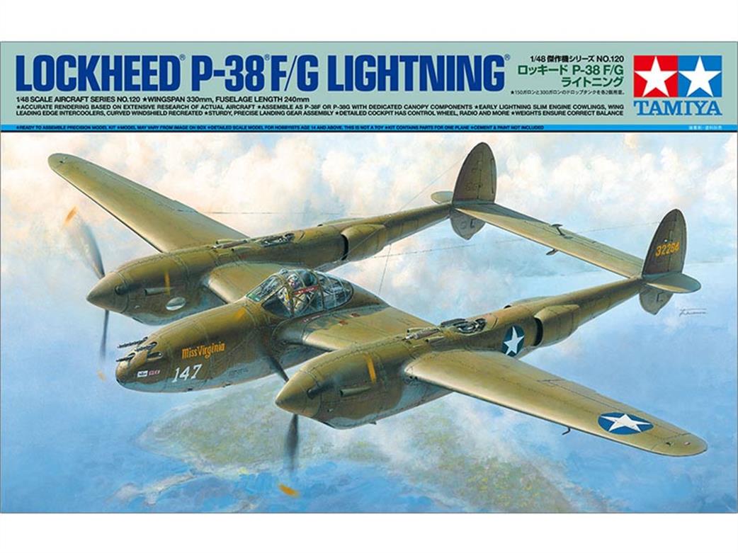 Tamiya 1/48 61120 Lockheed P-38F/G Lightning WW2 Fighter