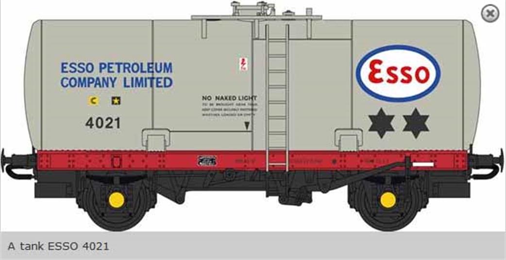 Heljan OO 1151 ESSO 4021 Class A Oil Tank Wagon Grey Lettered ESSO PETROLEUM