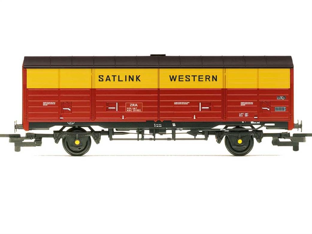 Hornby OO R60229 Railroad BR S&T Engineers SATLINK WESTERN ZRA Covered Van DC201003 Red & Yellow Satlink Livery