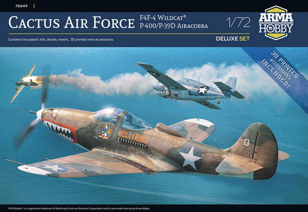 Arma Hobby 1/72 70049 F-4F Wildcat And P-400/39 Aircobra Cactus Airforce Twin Kit Boxing