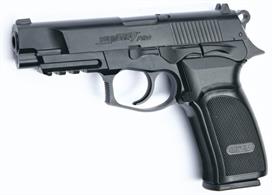 Originally developed by BERSA, as a military/law-enforcement sidearm, the Thunder® Pro HC was built to perform under adverse conditions and provide decisive stopping power. This is a semi-automatic 4.5 mm (.177) airgun version fully licensed by BERSA. It is powered by a 12g CO2 cartridge stored in the grip using the easy-load system and the BB's are put in a removable stick magazine. The Thunder® Pro HC is a lightweight, full-sized handgun, with a ergonomic design. An integrated picatinny rail allows for mounting of lasers or tactical lights. The grip and slide caries authentic BERSA markings and every gun comes with unique serial number.