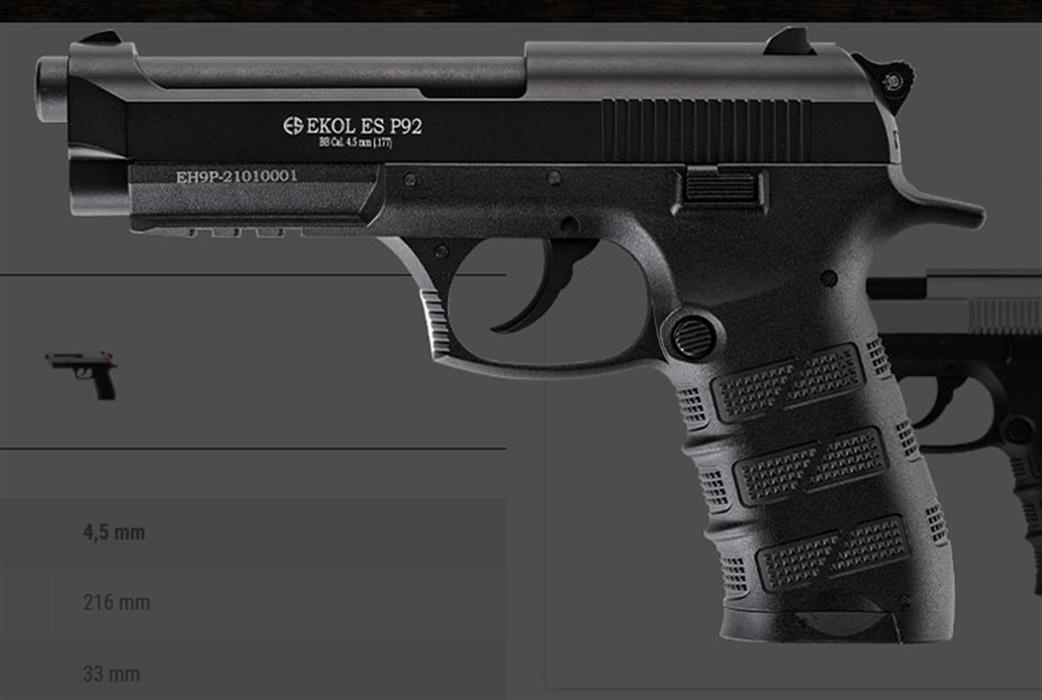 Ekol EKESP92BLACK ES P92 Co2 .177 Black Air Pistol 1/1
