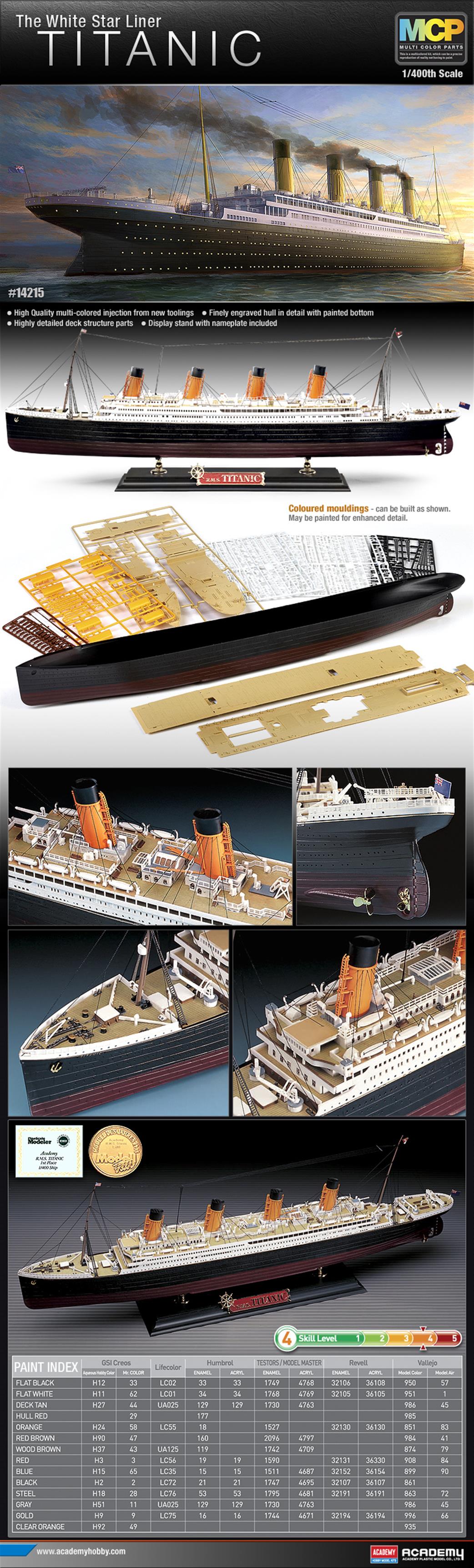 Academy 1/400 14215 RMS Titanic White Star Ocean Liner Kit