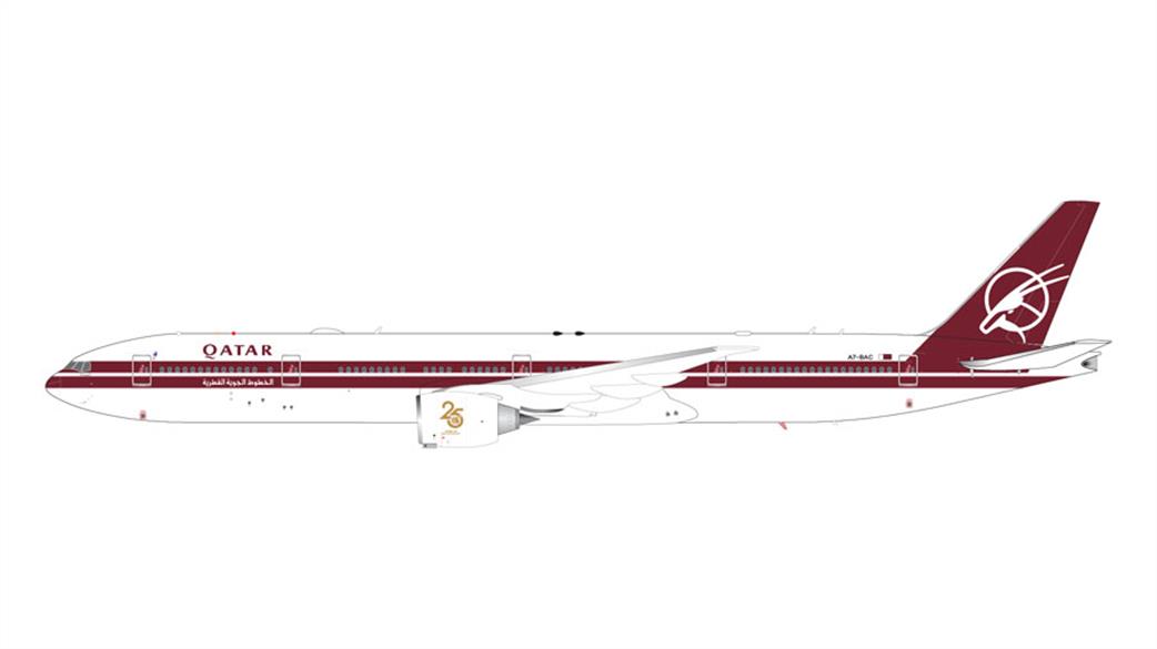 Gemini Jets 1/200 G2QTR1145 Qatar Airways Boeing B777-300ER A7-BAC 25th Retro Livery