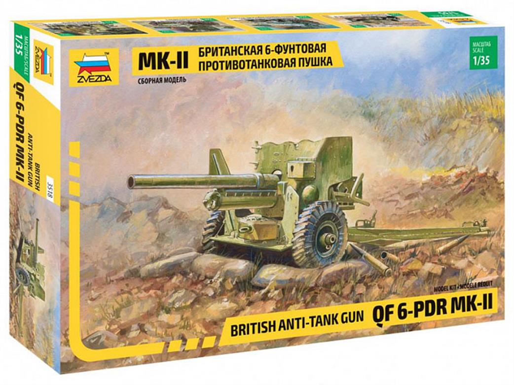 Zvezda 1/35 3518 British 6 Pdr Mk1 Anti-tank Gun Kit