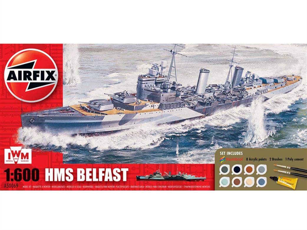 Airfix 1/600 A50069 HMS Belfast WW2 Cruiser Gift Set