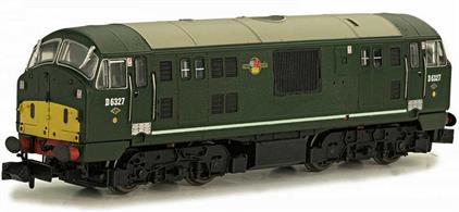 Following the first production of the Class 22s in the later version with headcode boxes Dapol are backdating the model to feature the disc headcode arrangements carried by the first batches of these locomotives.This Dapol class 22 numbered D6327 with headcode discs is painted in BR green with ammended warning panels.