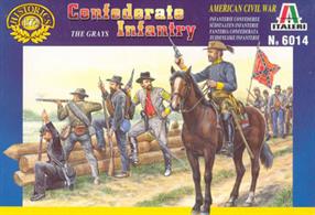 Italeri 1/72 Confederate Infantry Plastic Figures 6014Box contains 50 foot figures, 1 mounted figure and 1 horse.