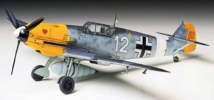 Tamiya 60755 1/72 Messerschmitt BF109E-4/7 Tropical is a 1/72nd scale plastic kit with detailed single seat cockpit with waterslide decals giving life to the control panel. Finely molded landing gear components. Has a single, three-blade propeller engine. Clear canopy allows you to see the interior. Detailed fuel tank attaches to the bottom of the plane. Support stand included for displaying. Detailed pictorial instructions, which also includes a brief history regarding the plane.Glue and paints are required