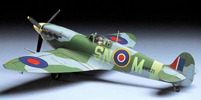 Tamiya 1/48 Supermarine Spitfire Mk.Vb WW2 Aircraft Model 61033Wingspan: 9-1/4" (23.4cm). Fuselage Length: 7-1/2" (19.3cm)Glue and paints are required