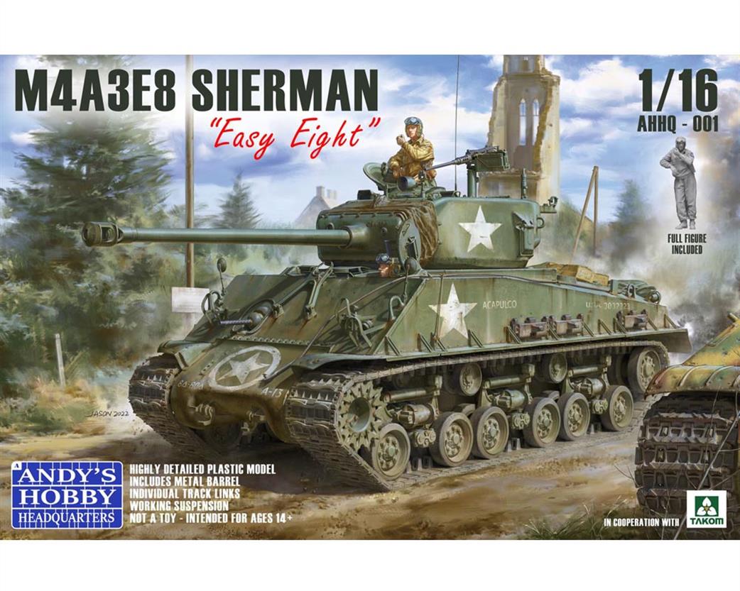 Andys Hobby Headquarters AHHQ001 US M4A3E8 Sherman Easy Eight Plastic Kit  1/16