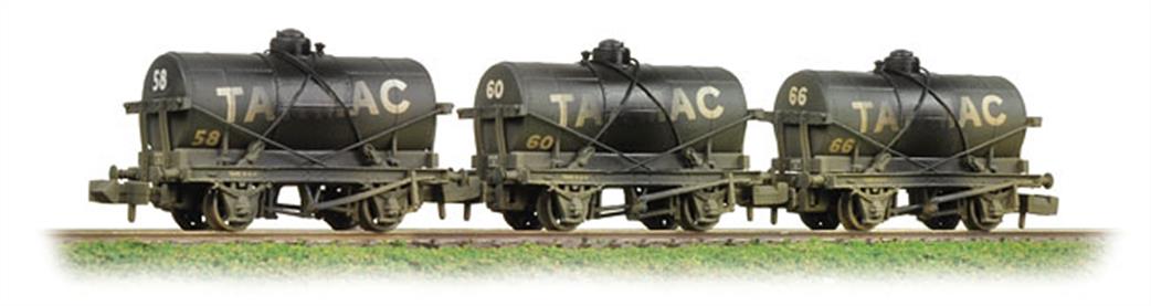 Graham Farish N 373-665 Pack of 3 Tarmac 14-Ton Oil Tank Wagons Weathered