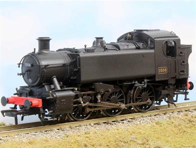 Model of Hawksworth design GWR 15xx class 0-6-0PT pannier tank locomotive 1506 finished in plain black livery without emblems.Built in 1949 number 1506 was released in plain black pending the arrival of the transfers for the new British Railways lion over wheel emblems.DCC Ready with socket for Next18 decoder.