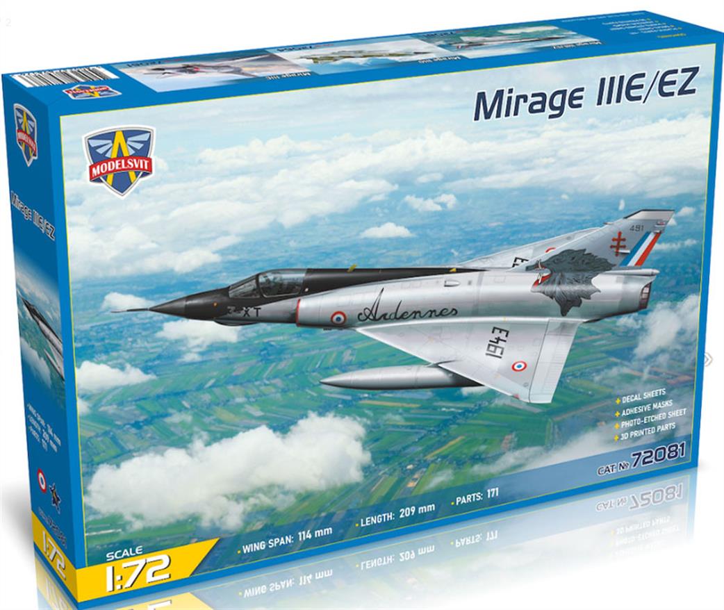 Modelsvit 1/72 72081 Mirage 111E/EZ Fighter Bomber Plastic Kit