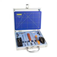 A 50-piece cutting tool set supplied in an aluminium storage and carry case with an A5 size cutting mat.