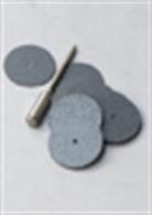 Set of 10 22mm carborundum cutting/slitting discs. Supplied with mandrel for mounting into mini-drills.