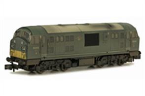 Dapols model of the NBL class 22 type 2 diesel hydraulic locomotive presented in revised condition with headcode boxes.Dapol class 22 number 6315 painted in BR green livery with small yellow warning panels and completed with a weathered finish.