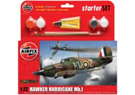 Airfix 1/72 Hawker Hurricane Mk1 Starter Set A55111Comes with glue and paints to assemble and complete the model.