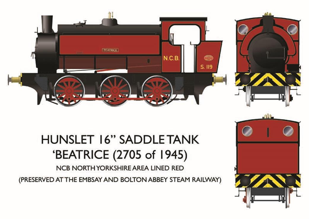 Rapido Trains 903503 Hunslet 2705 Beatrice 16in 0-6-0ST Saddle Tank NCB Lined Red DCC Sound OO