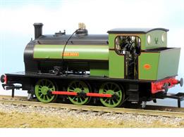 Model of Hunslet 16in 0-6-0 saddle tank locomotive works number 1953 Jacks Green built in 1939 finished in lined green livery as working at the Nassington Ironstone Quarries and carried in preservation at the Nene Valley Railway, Peterborough.DCC Ready with socket for Next18 decoder
