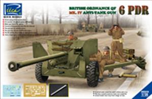 Riich Models RV35018 1/35 Scale British Ordnance QF (Quick Fire) 6 Pdr MK IV Anti-tank GunThe kit has over 170 components including a metal barrel and etched brass items. Illustrated assembly instructions are also supplied.Glue and paints are required 