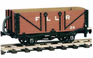 0-16.5, 4 wheel open wagon plastic kit, with fixed sides and central door. This model is a more substantial wagon than the OR-20 kit, based on the wagons used by the Lynton and Barnstaple railway. Wheels are supplied but couplings are not included.
