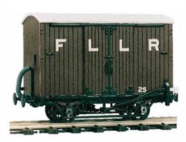 0-16.5, 4 wheel box van plastic kit based on based on the wagons used by the Lynton and Barnstaple railway.These kits assemble into attractive models, wheels are supplied but couplings are not included