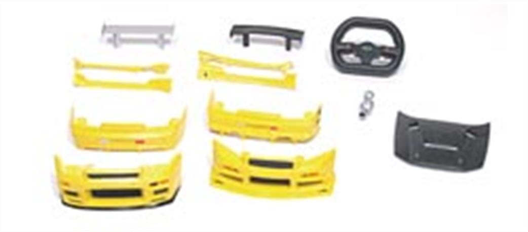 X-Mods 1/28 XMT016 Nissan Skyline GT R34 Yellow Body Kit