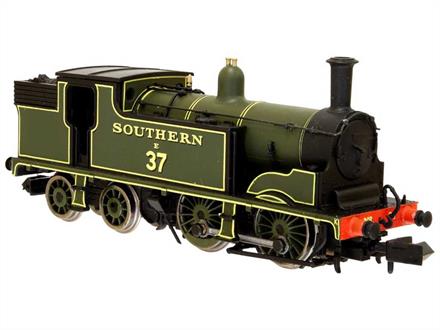 Nicely detailed model of the Southern Railway ex-LSWR M7 design 0-4-4 tank engines used on outer suburban and many country branch lines.Model finished in Southern Railway lined green livery as locomotive number 37.Powered by Dapol's proven motor and mechanism for reliable running the Southern Railway M7 tank features cab interior detailing, wire formed brake rodding, fine hand rails and optional Rapido type or dummy screw coupling
