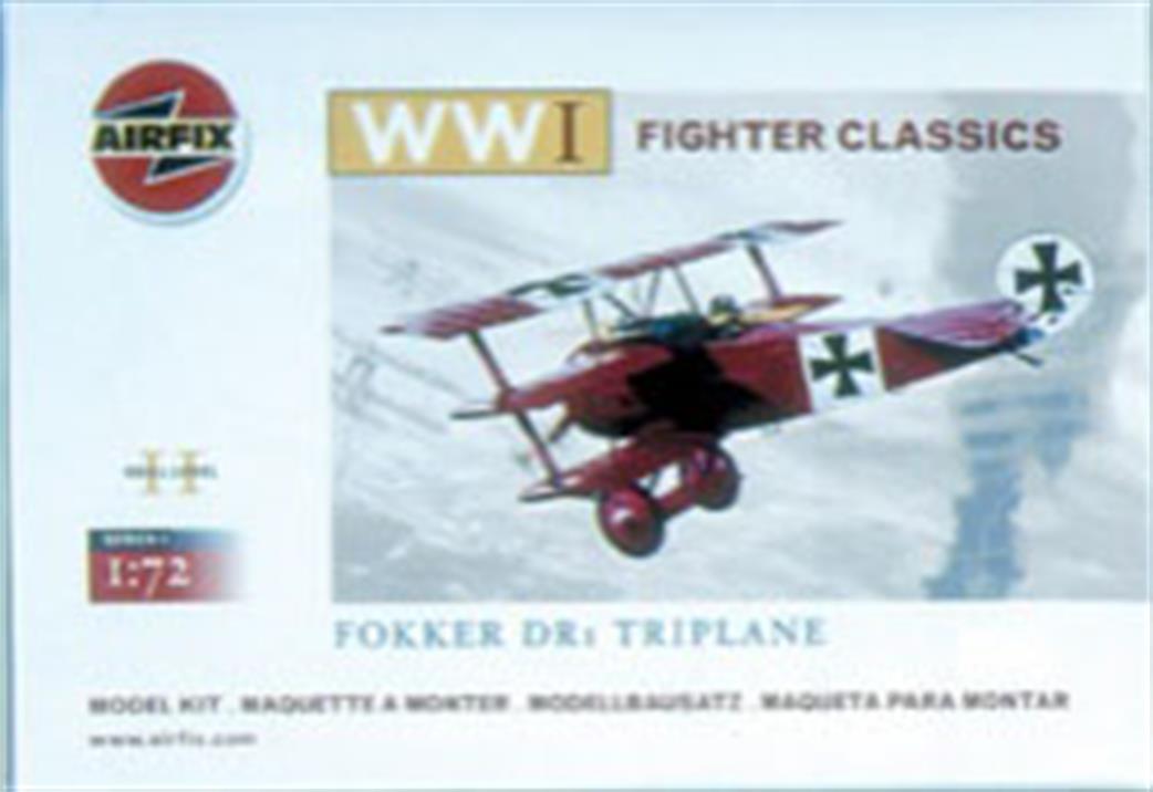 Airfix 1/72 A76509 German Fokker DR1 Triplane WW1 Fighter Plane Kit