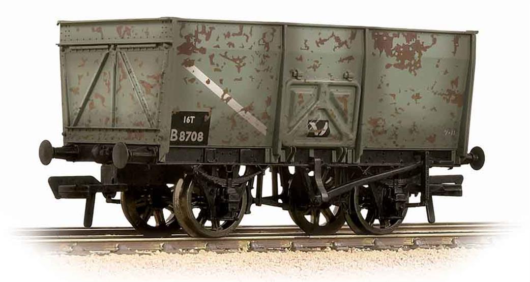 Bachmann OO 37-425B BR slope sided 16ton steel mineral wagon grey early weathered