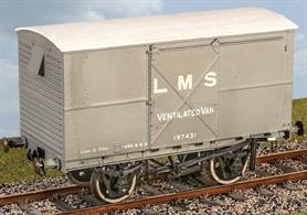 Kit to build a model of one of the LMS steel bodied ventilated box vans built to diagram D1828.These wagons were a serious attempt to construct a strong and robust box van with 1,000 built in 1929 and 1930 by several builders. There were numerous detail differences and the kit is based on a batch of 150 built by Charles Roberts. The steel body vans lasted well into the BR era, with a number being preserved.Supplied with metal wheels and 3 link couplings.