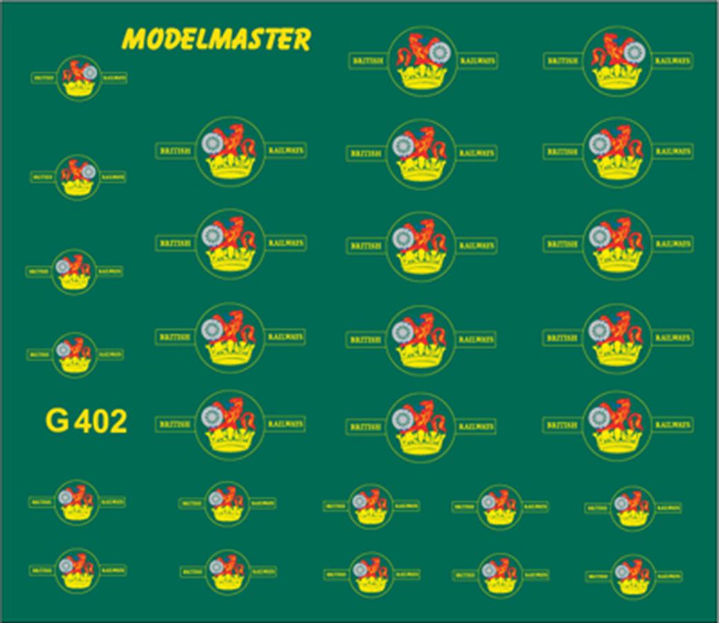 Modelmaster Decals OO G402 British Railways Lion Holding Wheel Locomotive Crests
