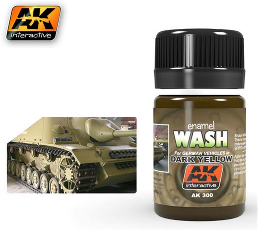 AK Interactive  AK300 Dark Yellow Enamel Weathering Wash 35ml Bottle