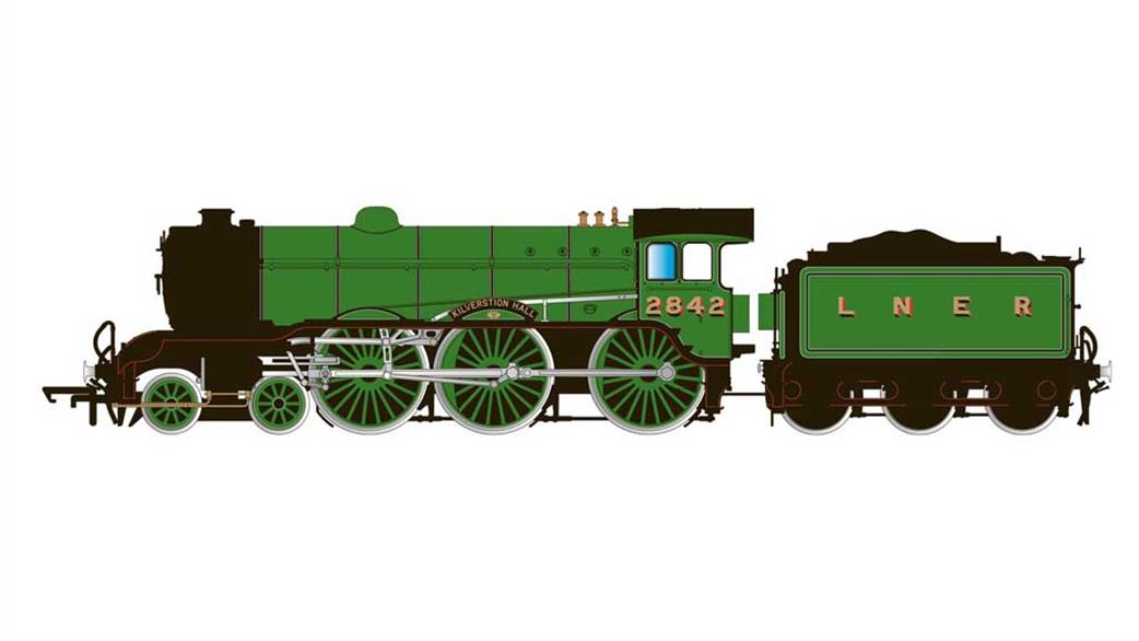Hornby OO R3447 LNER 2842 Kilverstone Hall B17/4 Class 4-6-0 LNER Livery