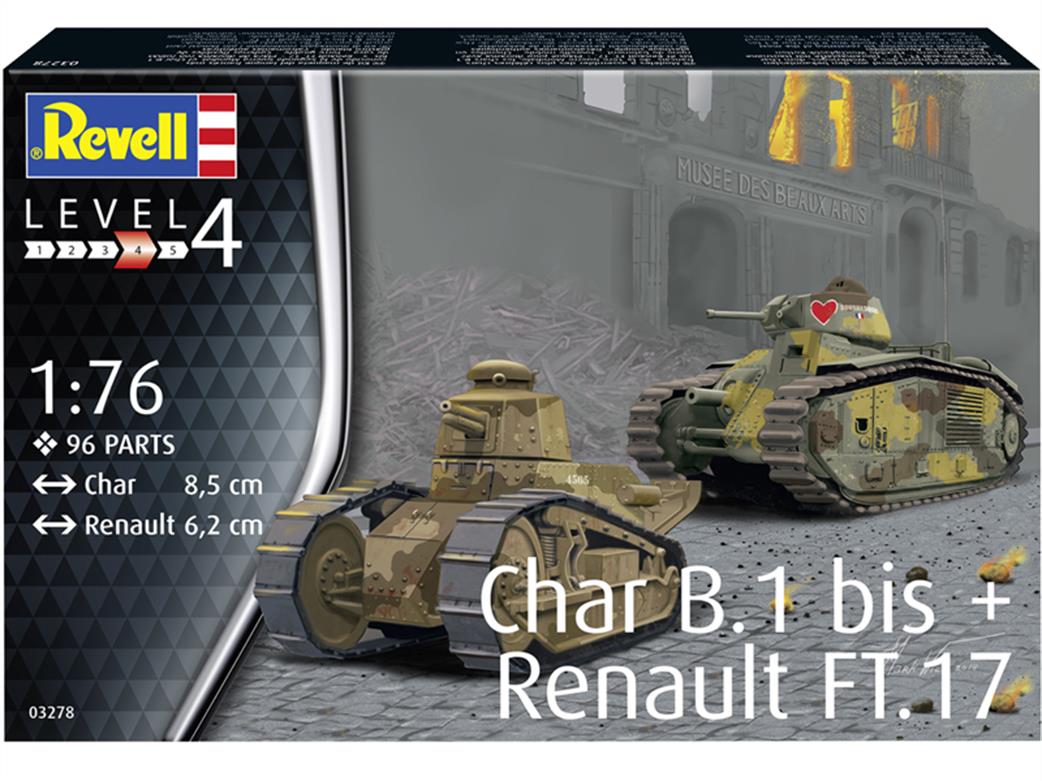 Revell 1/76 03278 French Char B.1 & Renault FT.17 WW1 Tank Kits
