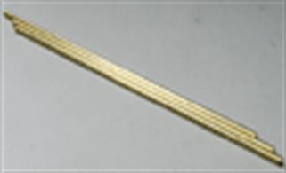 1/4in (6.4mm) outside diameter brass tube 0.014in (0.36mm) wall thickness. Pack of 3 lengths each 304mm/12in.