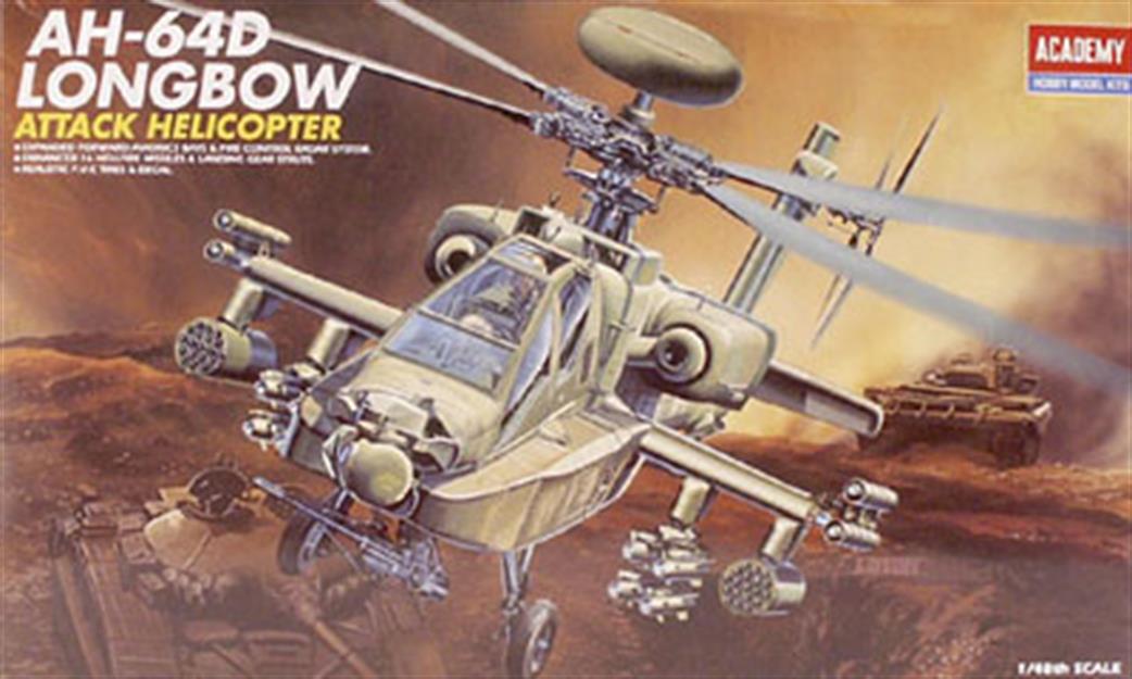 Academy 1/48 12268 AH64D Longbow Attack Helicopter Plastic Kit