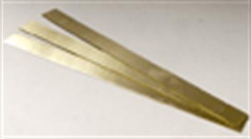1in (25.4mm) wide brass strip 0.025in/0.64mm thick. Pack of 3 lengths each 304mm/12in.