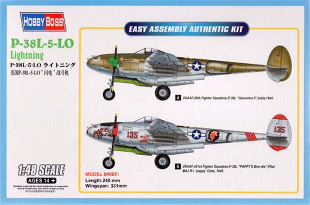 Hobbyboss 85805 USAF P-38L-5-Lo Lightning WW2 Fighter Kit 1/48