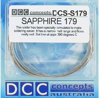 Sapphire 179 solder is 0.6mm diameter solder which flows absolutely brilliantly. It is perfect for brass, copper, wiring, trackwork, soldering to nickel silver or steel and it even solders spring steel and to 300 and 400 series stainless steel when used with the right flux. It has a very narrow melt range which makes dry joints a thing of the past. It has a multiple flux core to assist wetting and flow. Because it contains some silver it ts is a little more expensive than standard solders but we make no apology for that, as this specially formulated solder is simply the very best available anywhere! Sapphire 179 used by many electronics experts and some of the worlds best professional loco builders simply because it works better!Pack contents: Approx 3m