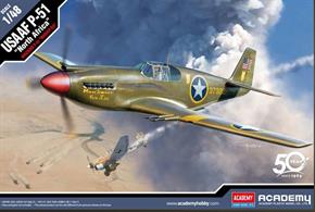Early variation of the P-51 powered by American-built engine • Detailed cockpit &amp; landing gear • Armed with quad 20mm cannons • Markings for 4 aircraft: (1) P-51 41-37322 "Mah Sweet Eva Lee" of 154th OS, 68th OG, USAAF in Morocco March 1943; (2) P-51 41-37367 "Betty Jean" of 111th TRS, 68th RG, USAAF in Anzio January 1944; (3) Mustang Mk 1A FD442 Air Fighting Development Unit, RAF Wittering, June-July 1943; (4) P-51 "WU-B" of RAF 225 Squadron, Marylebone Algeria, May 1943 • 1:48 scale plastic model kit from Academy, requires paint and glue