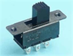 StandardÂ&nbsp;size DPDT slide switch with centre offÂ&nbsp;measures 22mm x 13mm x 8mm.