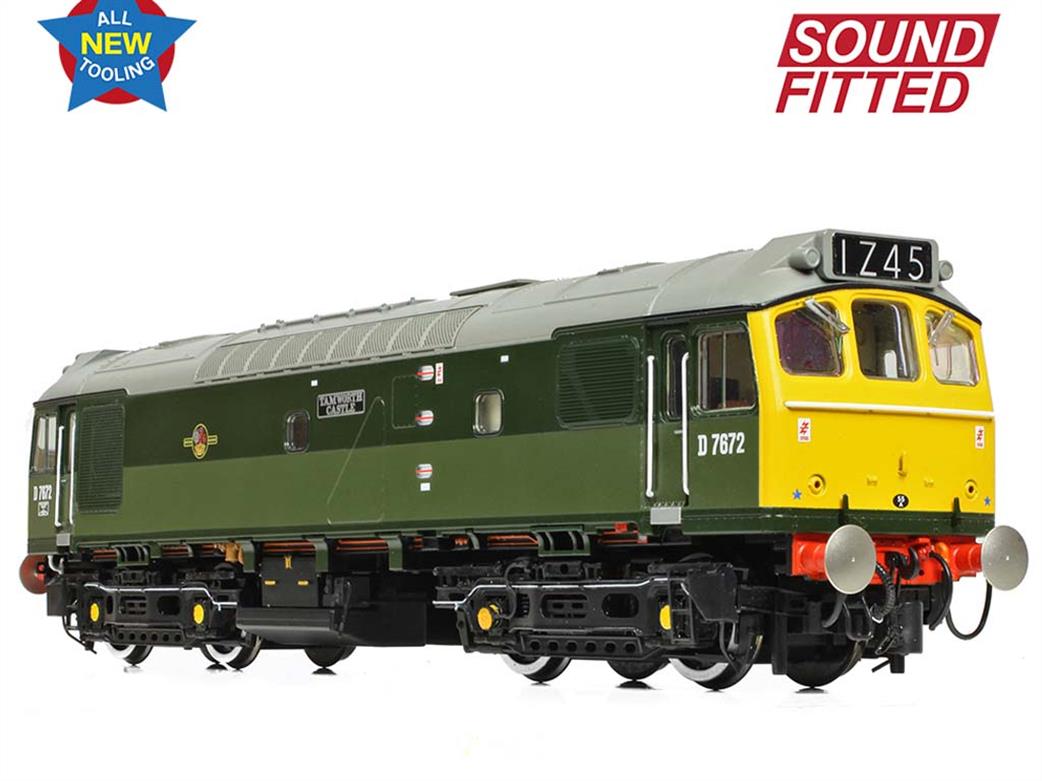 Bachmann OO 32-334SF BR 25322/D7672 Tamworth Castle Class 25/3 Heritage Two-Tone Green with Full Yellow Ends DCC Sound