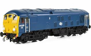New retooled model of the Derby type 2 BR class 24//0 locomotives featuring a new chassis able to represent the various arrangements of fuel and water tanks fitted to these locomotives.This model of 24035 is finished in BR rail blue livery.