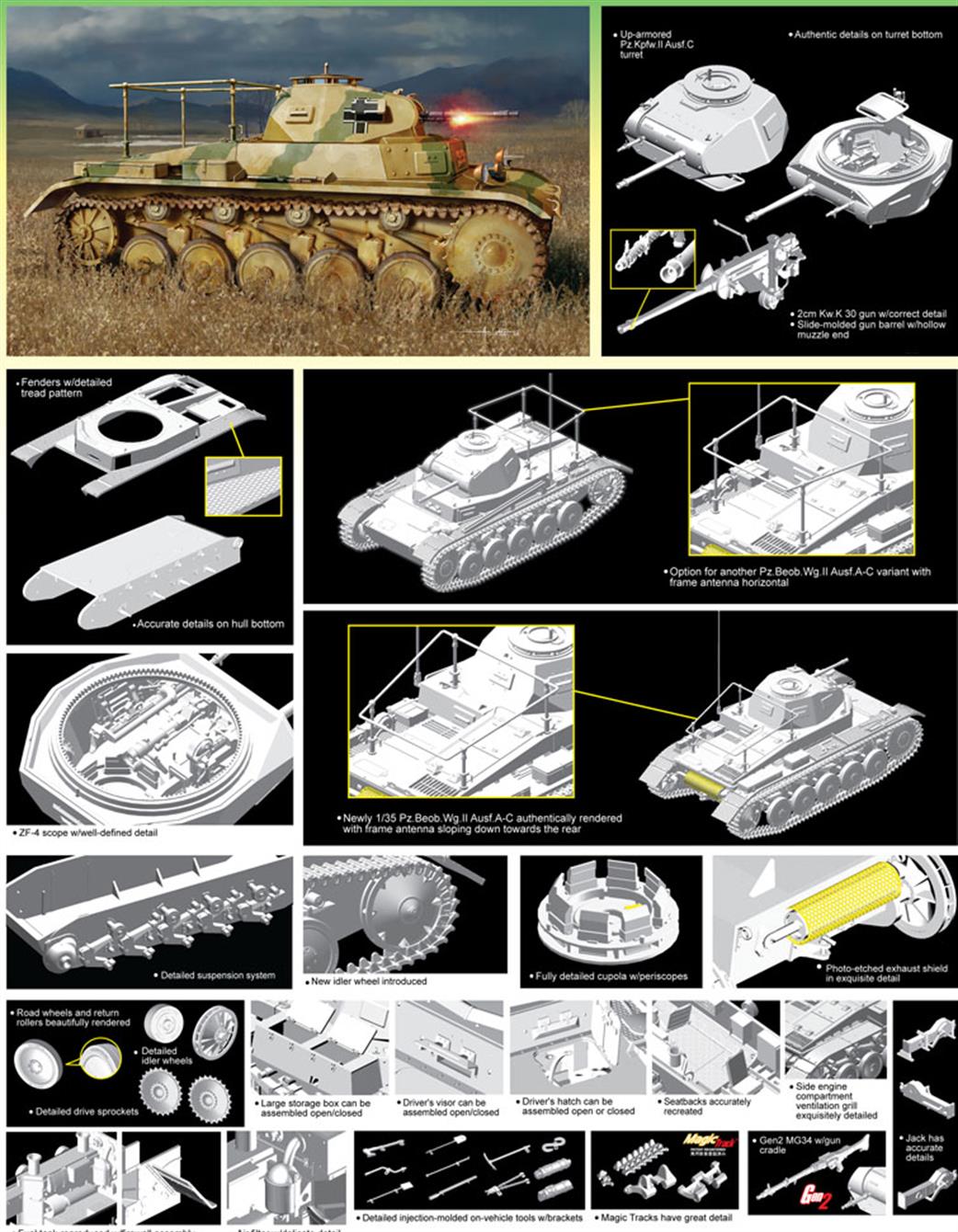 Dragon Models 1/35 6812 Pz.Beobob WG 11 Ausf A-C German Ww2 Tank Plastic Kit