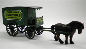 Laser cut kit constructing a model of a horse-drawn removal van, supplied with operators' lettering sheet.(Horse model not supplied)