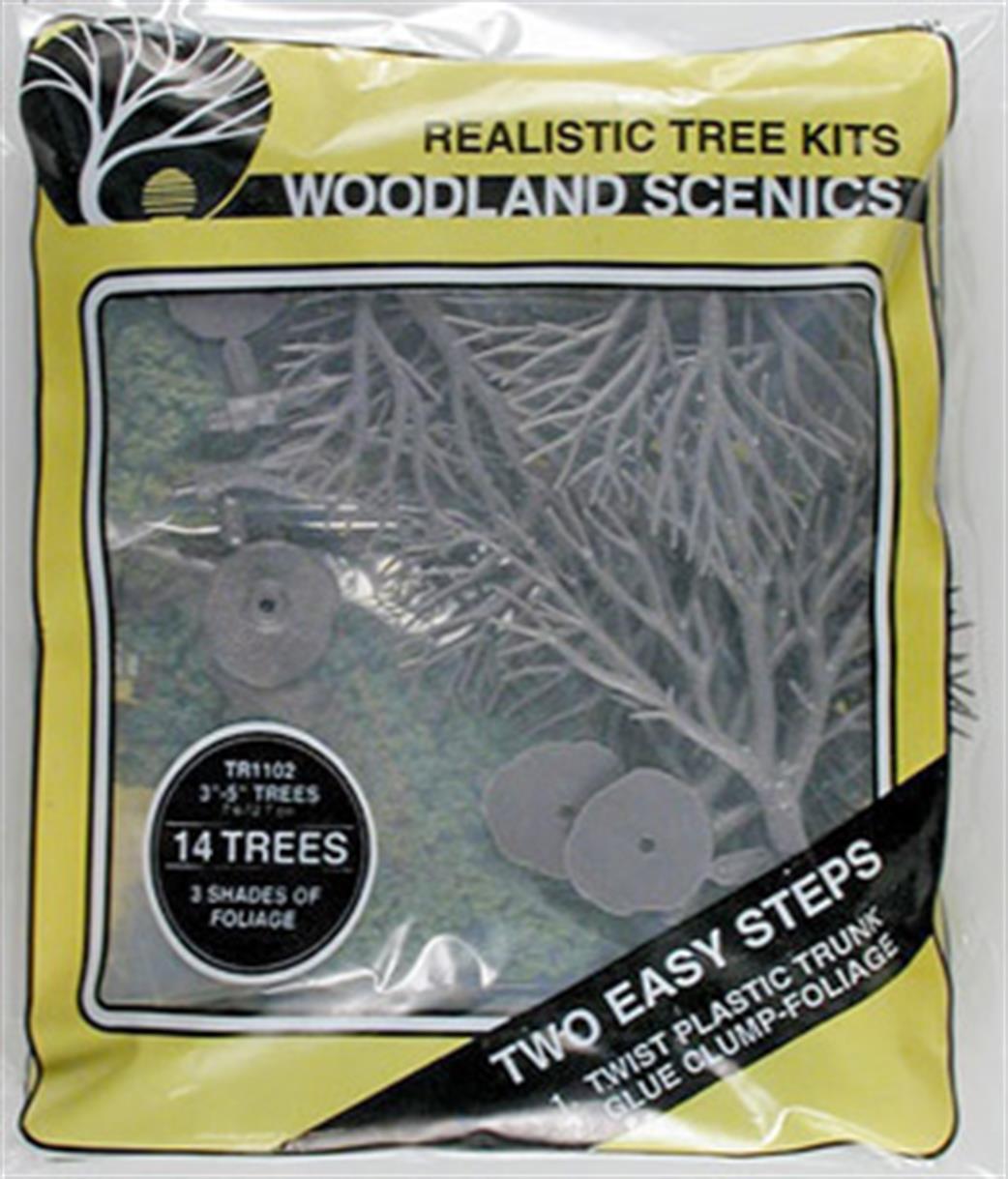 Woodland Scenics TR1102 Realistic Tree Kit 3in-5in Trees Pack of 4