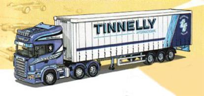 This is a handsome model of the Scania R Series of Tinnelly Transport from Rostrevor, Co. Down in Northern Ireland, teamed up with a Curtainside Trailer.